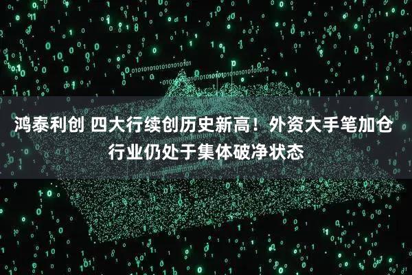 鸿泰利创 四大行续创历史新高！外资大手笔加仓 行业仍处于集体破净状态